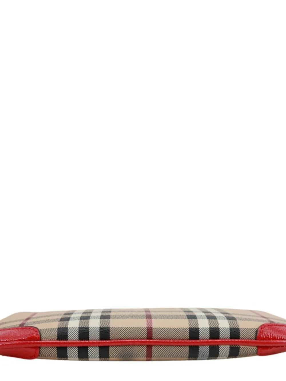 Burberry Peyton Small Haymarket Check Canvas Crossbody Clutch Military Red